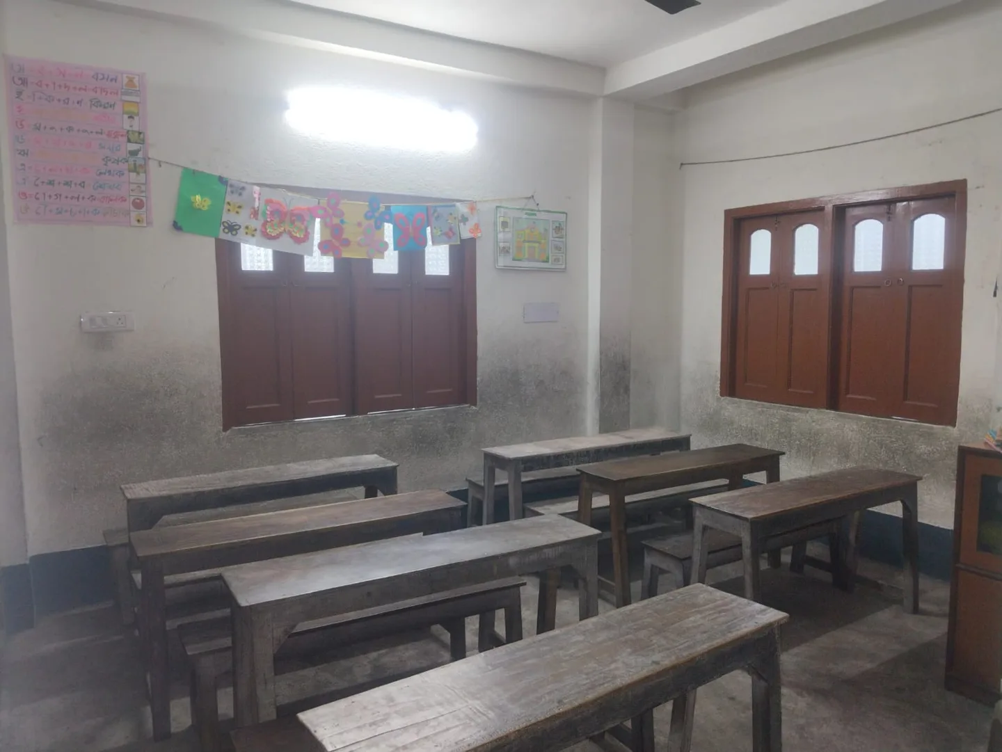 Classroom benches and learning displays
