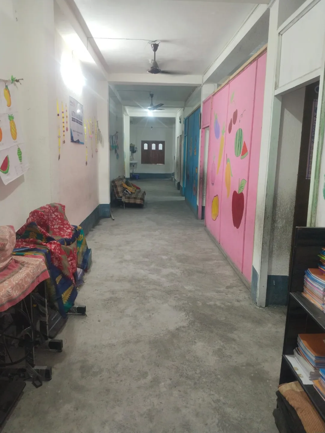 A decorated school corridor